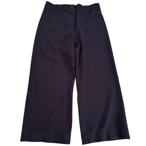 Quince Ultra-Stretch Ponte Wide Leg Crop Pants Navy Sz‎ 14 High Rise Minimalist